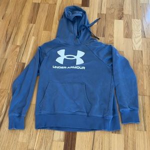 Women’s Under Armour hooded sweatshirt, medium, blue with white